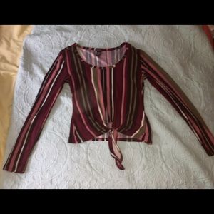 rue21 striped, tie-front shirt